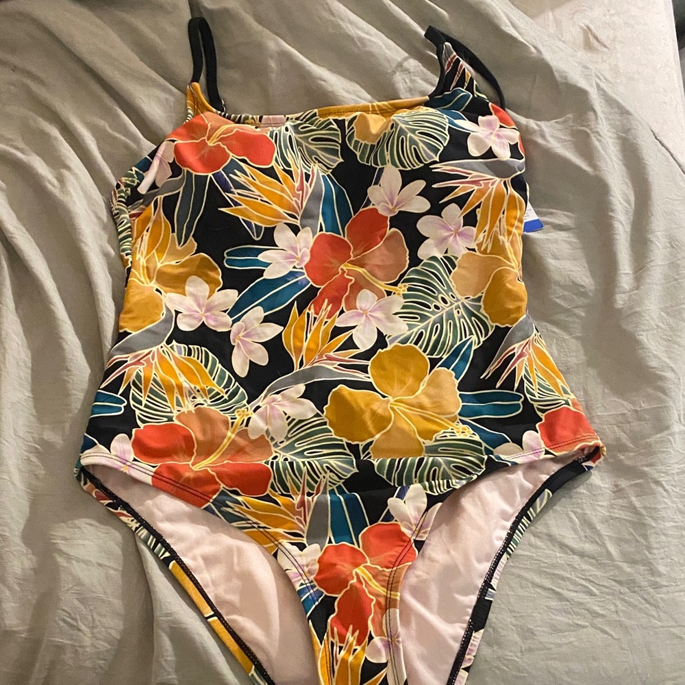 Hurley Black and Yellow One Piece Swimsuit